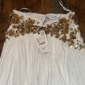 Zara Women's Midi Skirt with Gold Embellished Waist